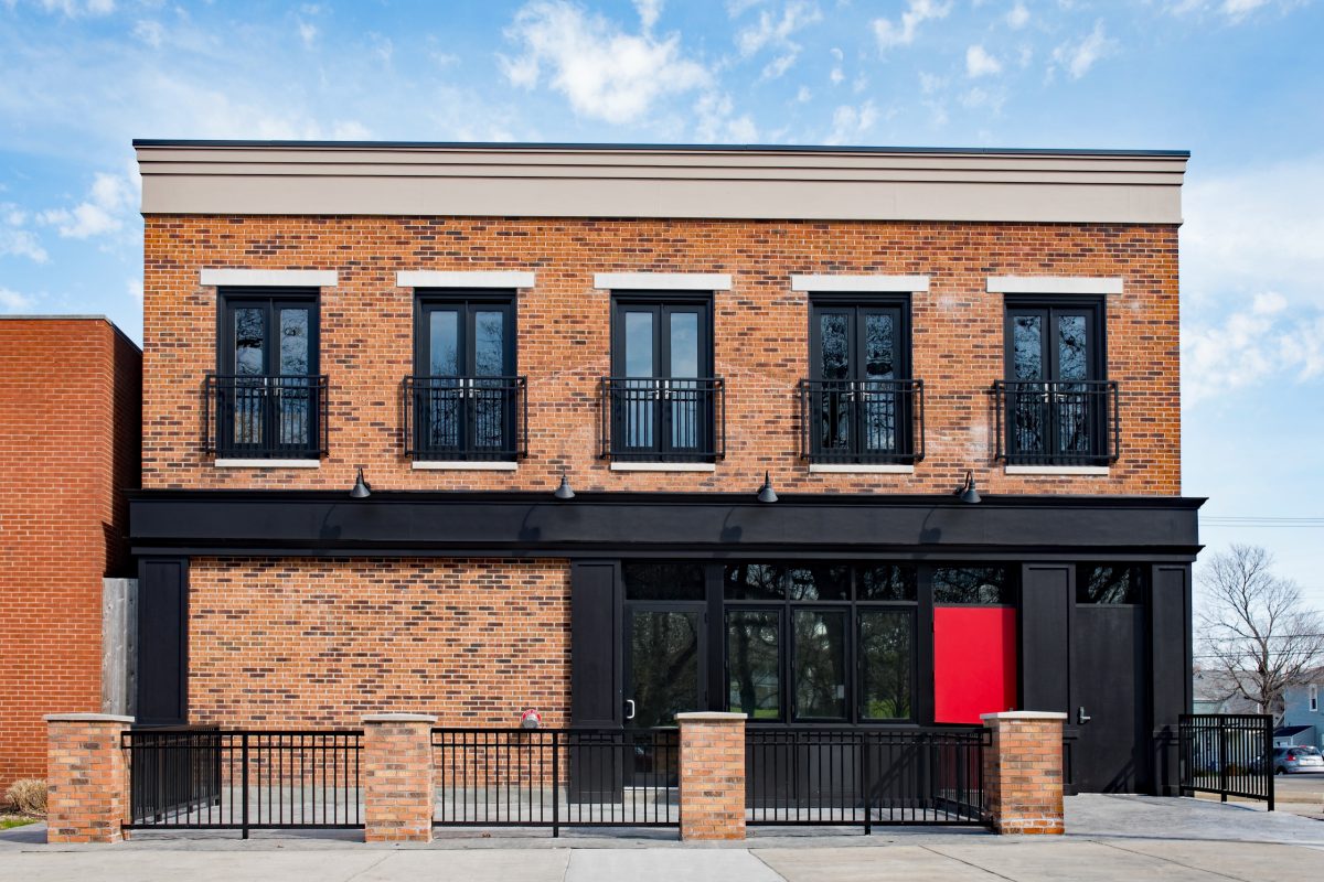 Brick Commercial Building with Black Accents